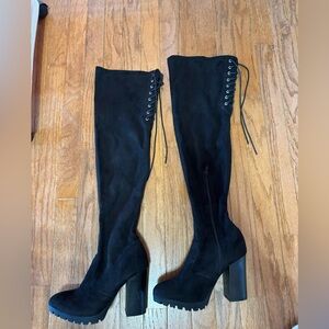 Wide Calf Over the Knee Lace Up Women's Boots size 8 worn once